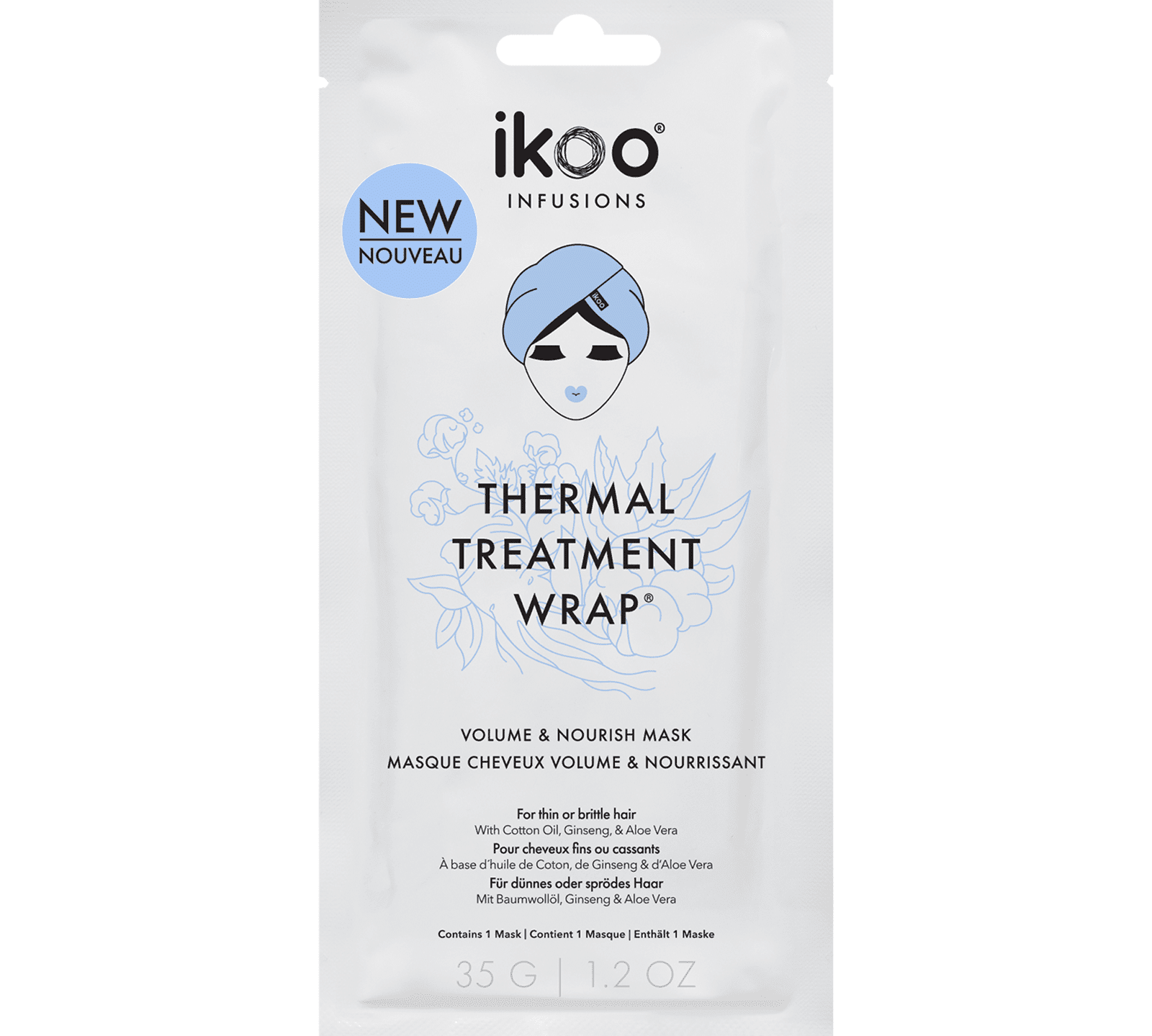 ikoo Thermal Treatment Wrap - Volume & Nourish Mask 1.2 Ounce (1 pack).