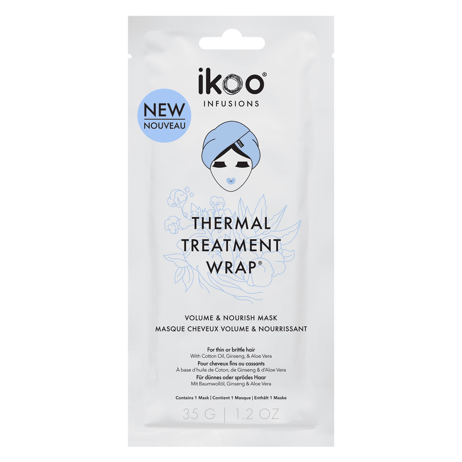 ikoo Thermal Treatment Wrap - Volume & Nourish Mask 1.2 Ounce (1 pack).