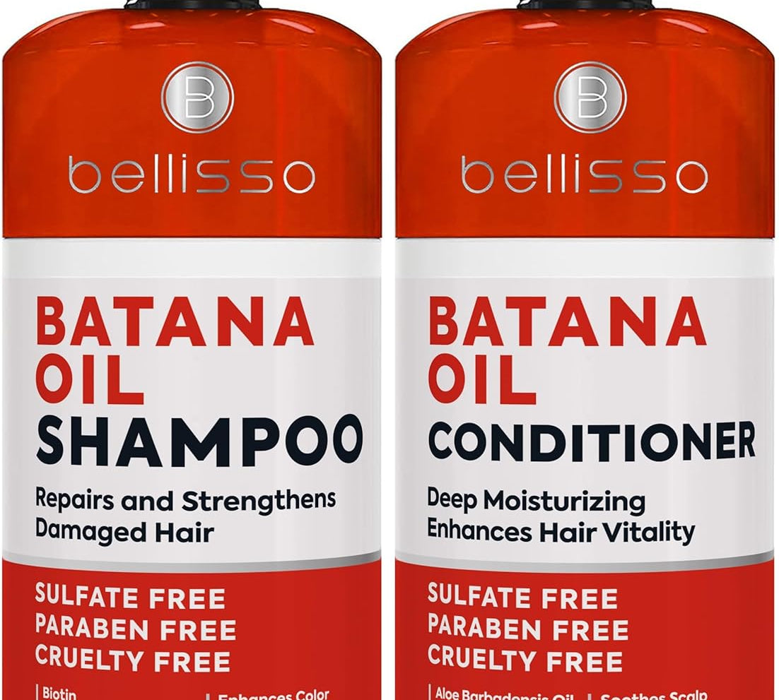 Batana Oil Shampoo and Conditioner Set - Thickening Hair Products for Women and Men - for Strengthening and Volumizing Fine and Thinning Hair - Sulfate Free with Biotin and Keratin for a Fuller Look