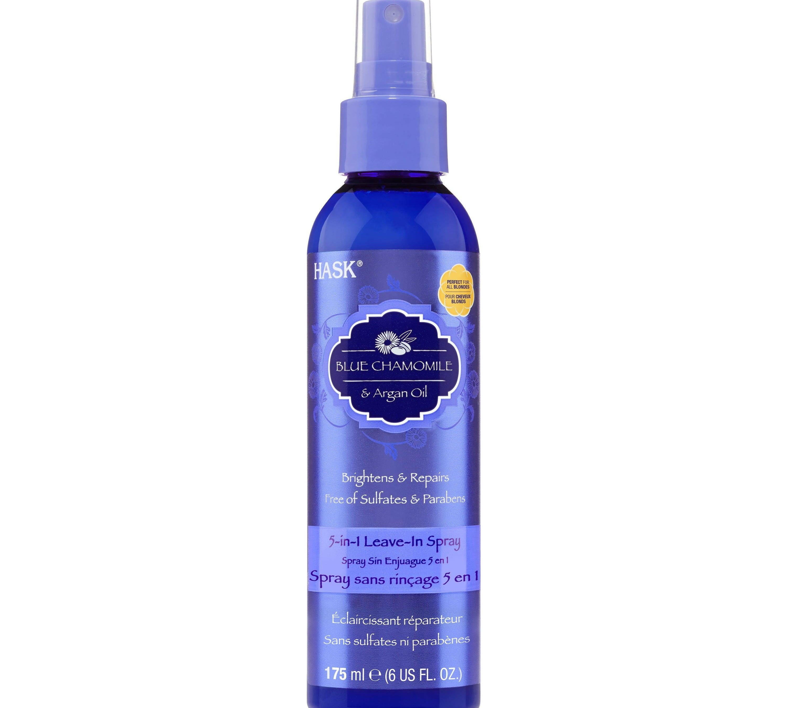 Hask Blonde Care Moisturizing & Shine Enhancing 5-in-1 Leave-In Hair Spray with Blue Chamomile & Argan Oil, 6 fl oz.