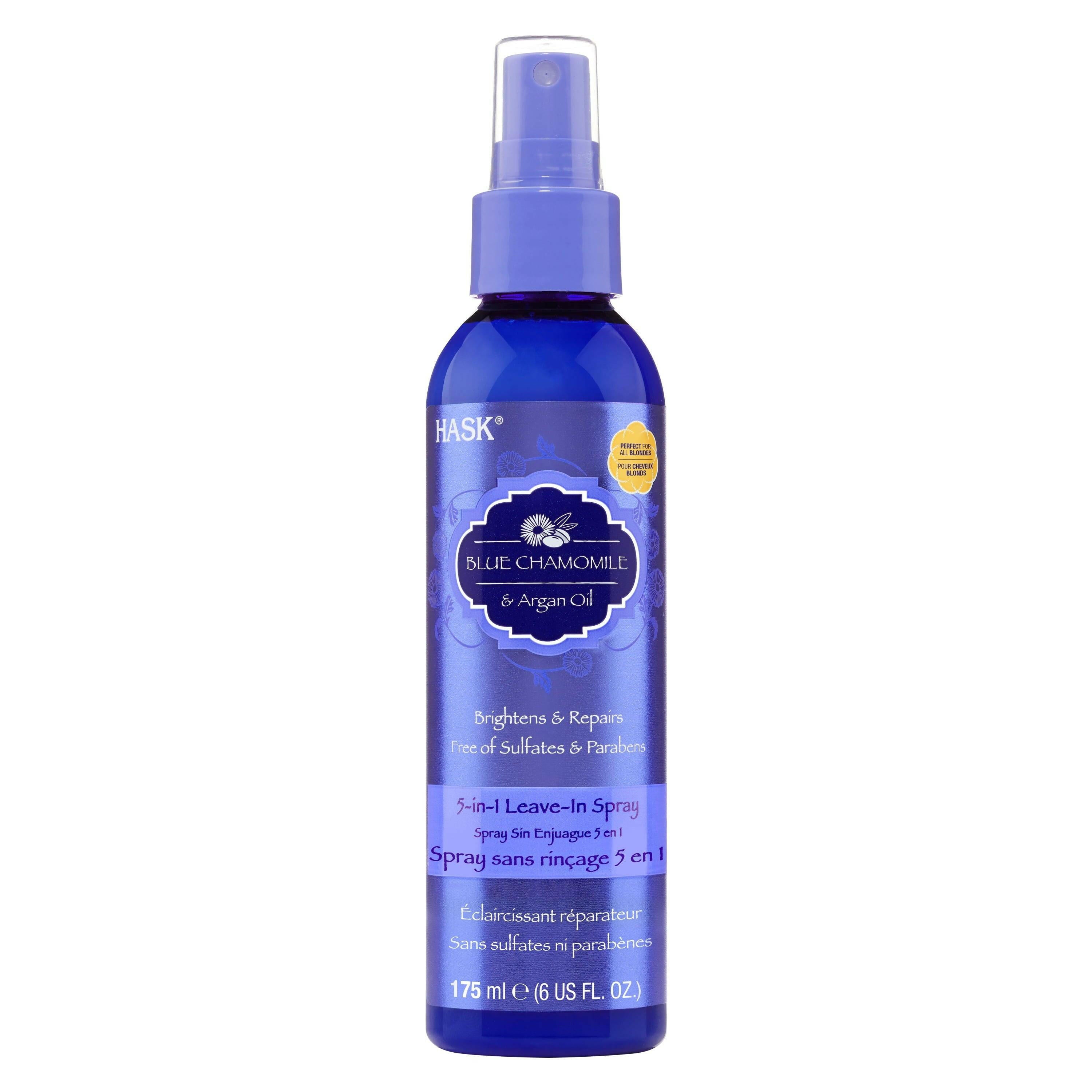 Hask Blonde Care Moisturizing & Shine Enhancing 5-in-1 Leave-In Hair Spray with Blue Chamomile & Argan Oil, 6 fl oz.