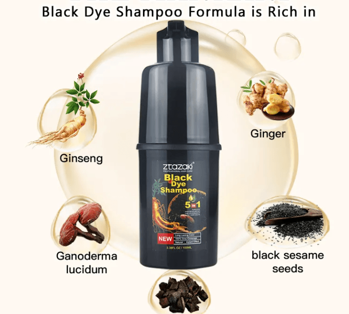 Ztazaki Black Hair Color Shampoo Ammonia Free - Beauty Cosmo Warehouse