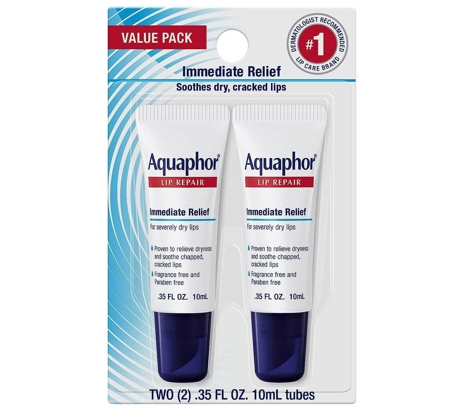 Aquaphor Lip Repair Tubes, Lip Ointment for Chapped Lips, Moisturizing Lip Balm, Two 0.35 ounce tubes - Beauty Cosmo Warehouse