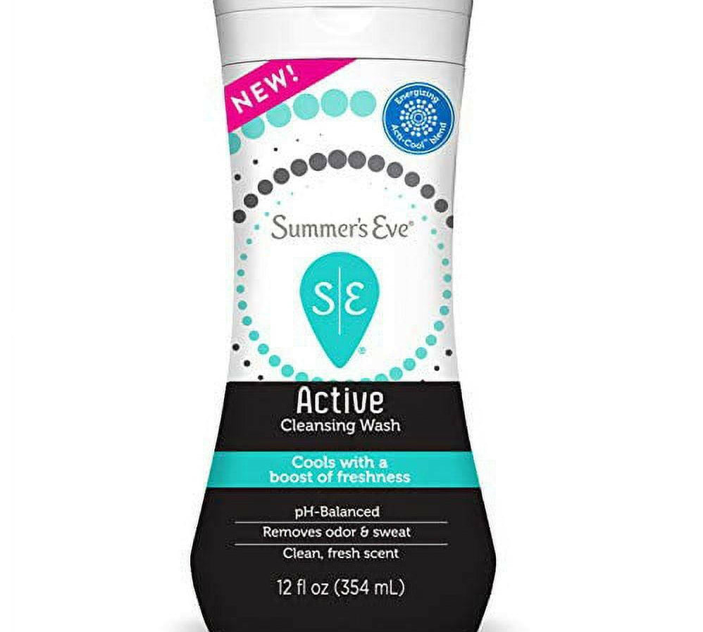 Summer's Eve Active Cooling Feminine Cleansing Wash, Mint, Eucalyptus, 12 Fl Oz.