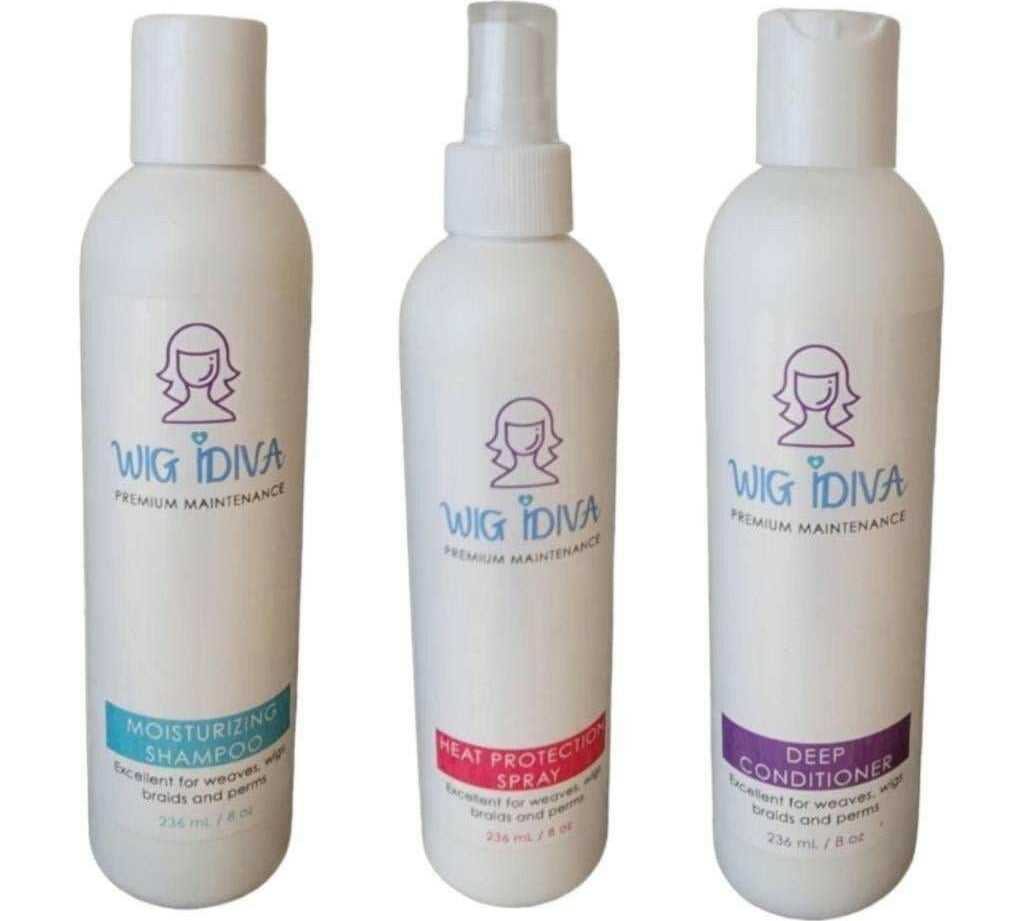 WIG IDIVA 3 Pack of Moisturizing Shampoo and Conditioner with Heat Protection - Beauty Cosmo Warehouse