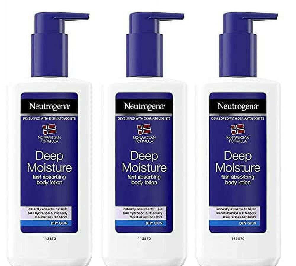 Neutrogena Norwegian Formula Deep Moisture Fast Absorbing Body Lotion for Dry Skin, 8.45 Ounce (Pack of 3) - Beauty Cosmo Warehouse