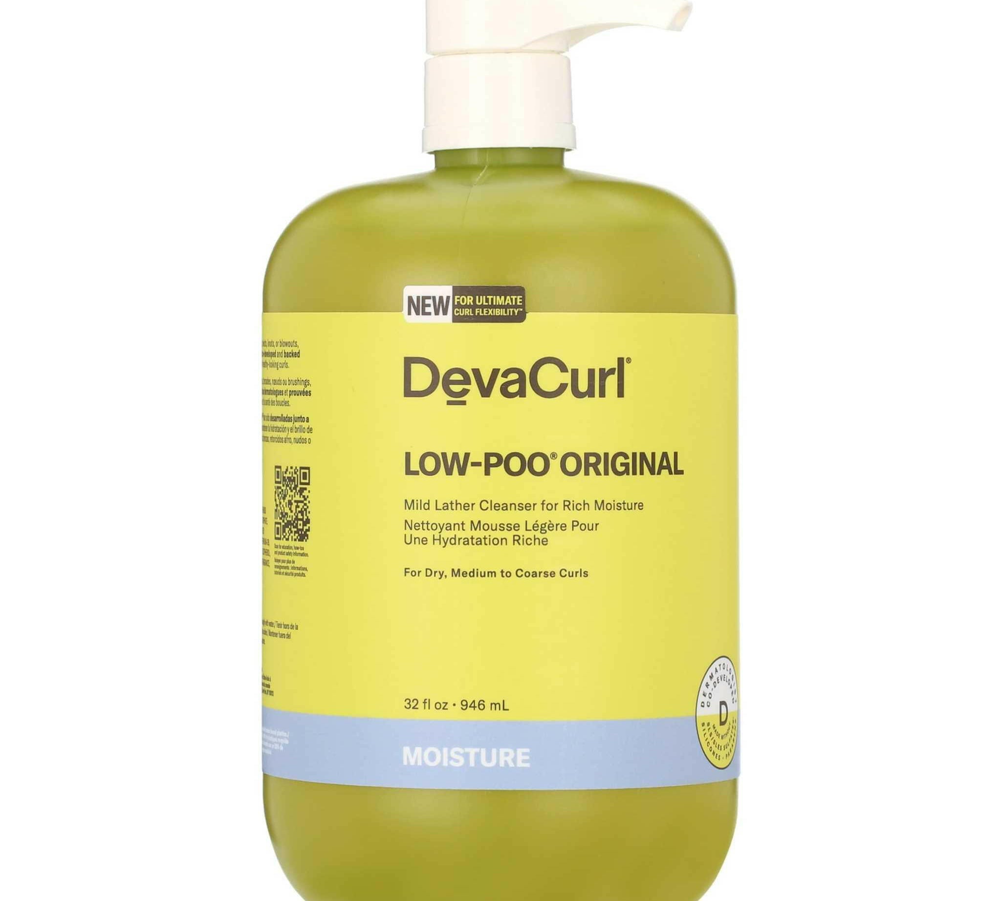 DevaCurl Low-Poo Original Mild Lather Cleanser For Rich Moisture - For Dry Medium to Coarse Curls 32oz.